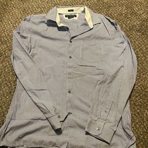 Blue & white striped men’s dress shirt. American Eagle Outfitters slim fit!